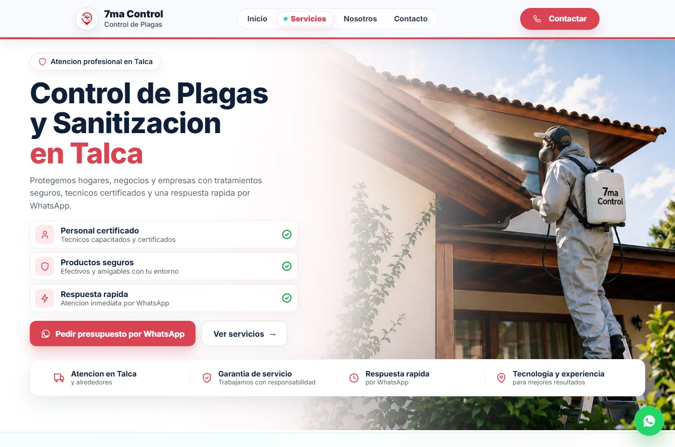 Sitio web real de una empresa de servicios en Talca, desarrollado por Luis Reyes